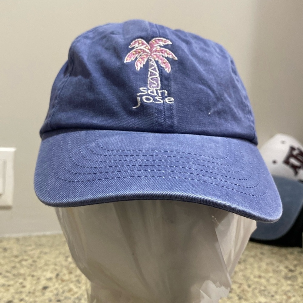 Blue San Jose Baseball Cap Pink Palm Tree